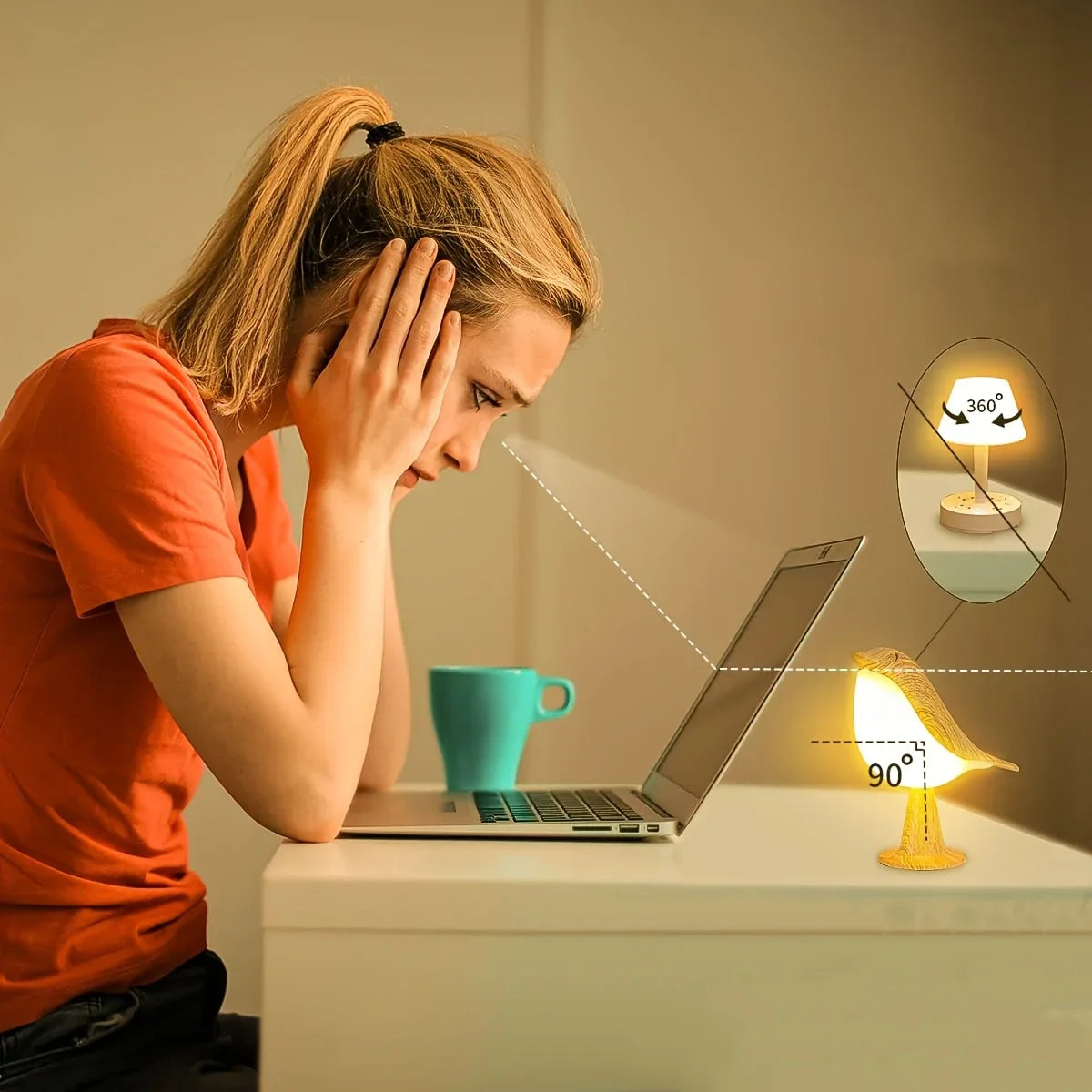 مصباح طيور يعمل باللمس بتقنية LED