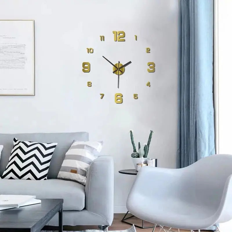Frameless DIY Wall Clock Decal for Home, Living Room, or Office