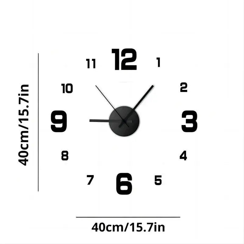 Frameless DIY Wall Clock Decal for Home, Living Room, or Office